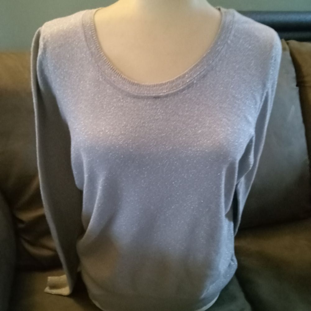 Silver Sparkle Scoop Neck Sweater. Woman's 1X. Like New.